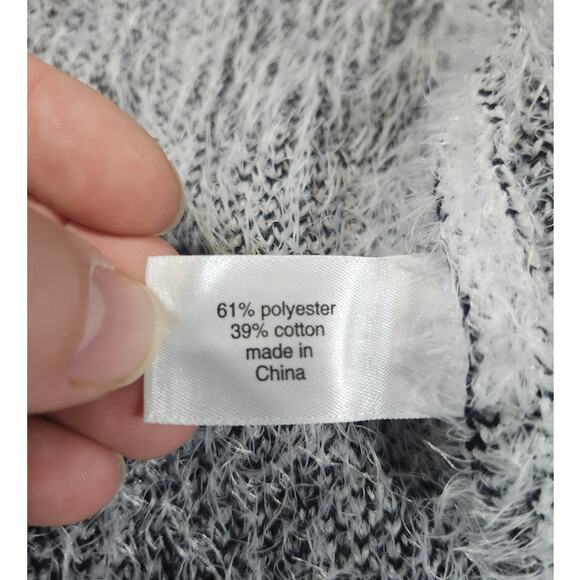 Lane Bryant 14/16 Black White Plaid Fuzzy Knit Open Front Cozy Fall Cardigan - Picture 7 of 8